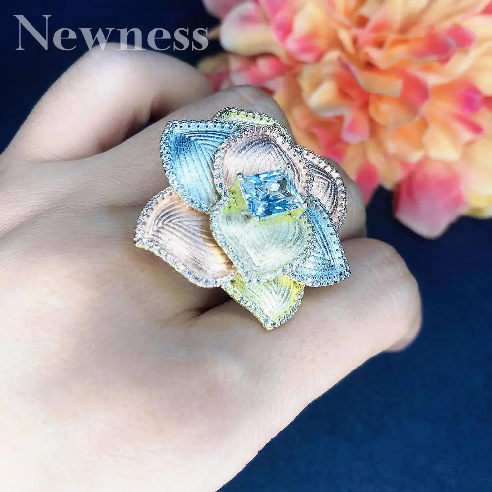 Новинка роскошный багет с фианитом крупные кольца камнями из фианита 2020 Женские