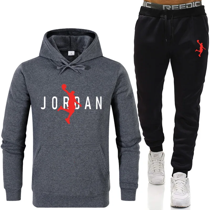 

Winter Hot-Selling High-End Brand Men Sportswear Fleece Hoodie Men Suit Fashion Casual Hip-Hop Clothing 2 Piece Set Jordan 23
