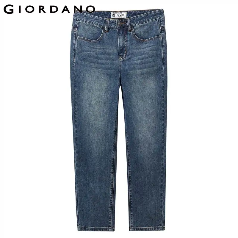 Giordano Men Jeans Loose Fit Straight Denim Pants Stretchy Cotton Blend Jean Homme Moustache Effect Vaqueros Hombre 01119073