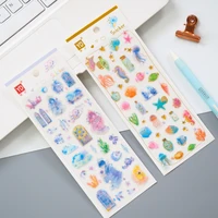 2pc kawaii bronzing crystal epoxy sticker three dimensional handmade sticker stationery decoration kindergarten reward supplies