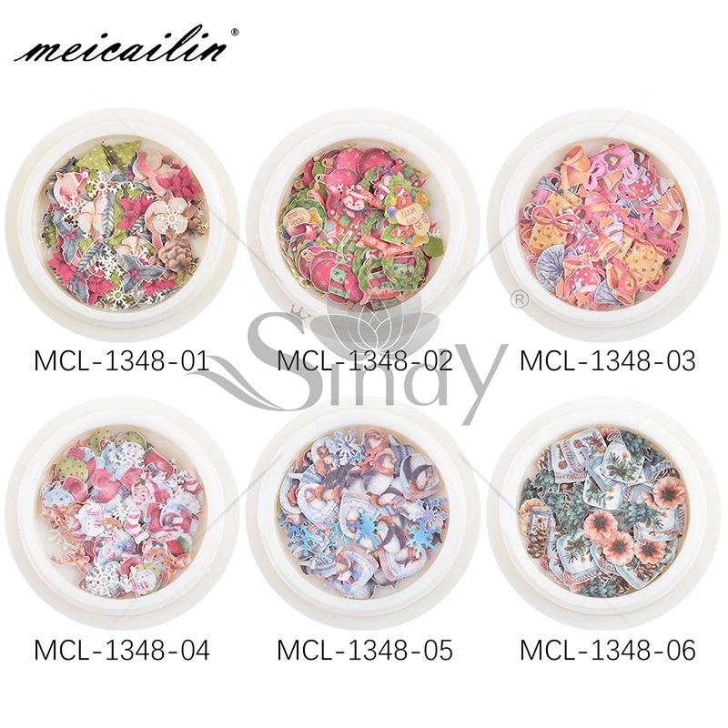 6 Коробки нейл арта рождественское с блестками рисунком лося Конфета в виде