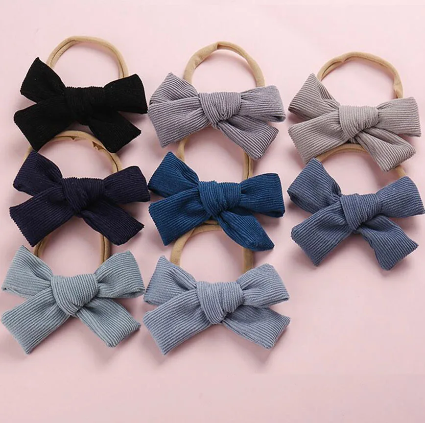 12 шт./Лот большой бархатный детский бант для волос эластичная повязка девочек