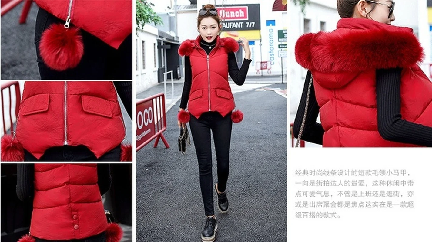 

ZOGAA Winter Women Vest Jacket Waistcoat Plus Size Outerwear Removable Fur Hooded Casual Warm Parkas Oversize Vest Coat