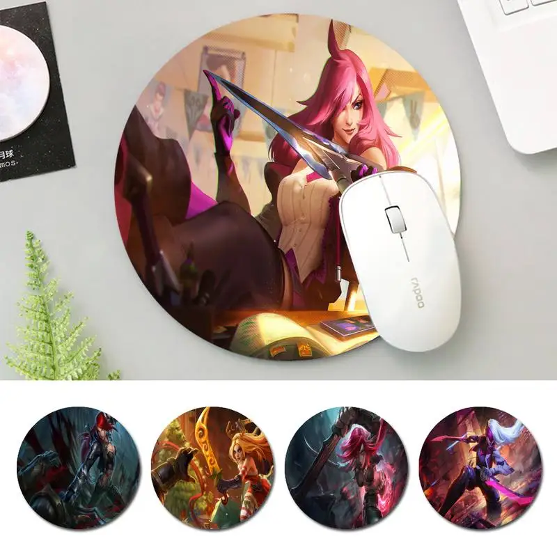 

Cute LOL Katarina office Mat Round Size Rubber Mouse Pad Gaming Player Desktop Pad Computer Laptop Mouse Pad