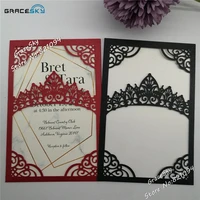 50pcs free shipping laser cut 2020 new crown wedding invitations cardscustomized card for wedding invitations rsvp