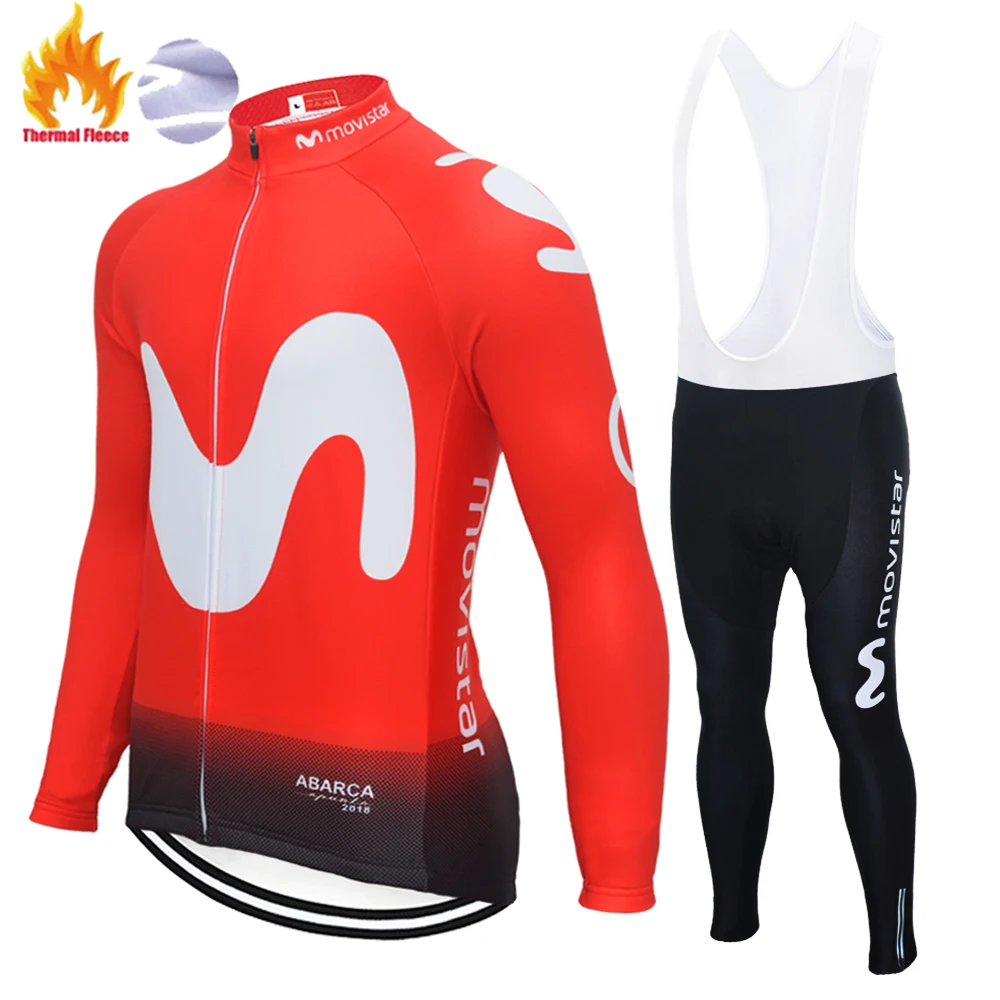 Комплект велосипедной одежды Movistar с длинным рукавом трикотажный комплект
