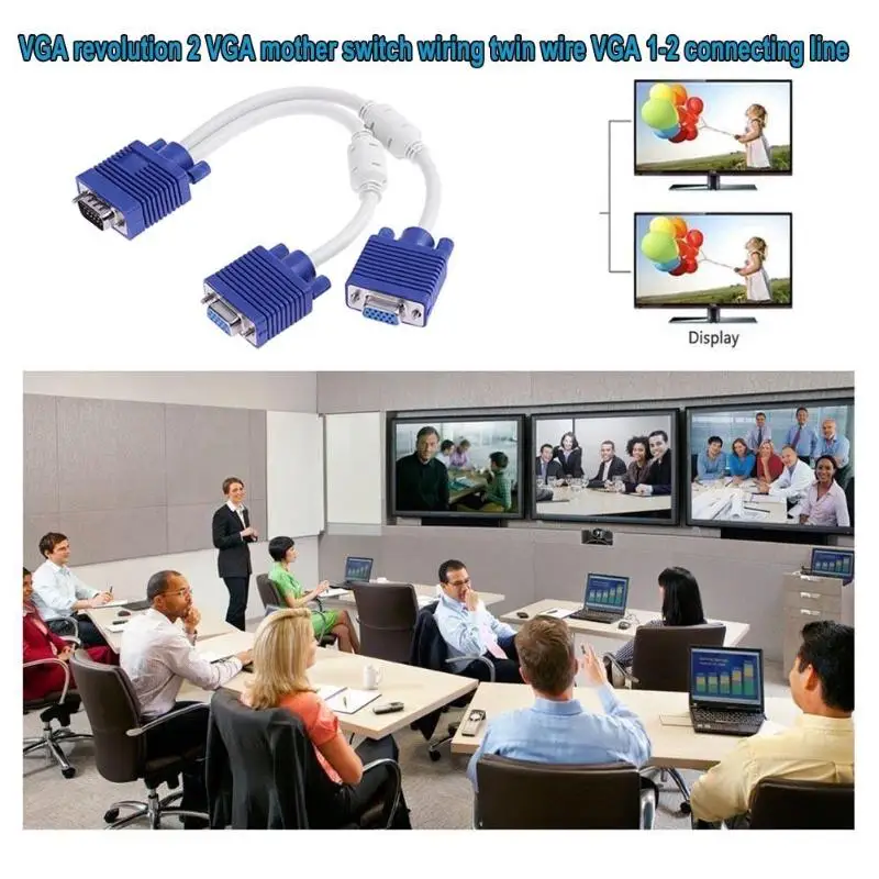 Позолоченный 1080P VGA Мужской и Женский кабель адаптер Двойные магнитные кольца