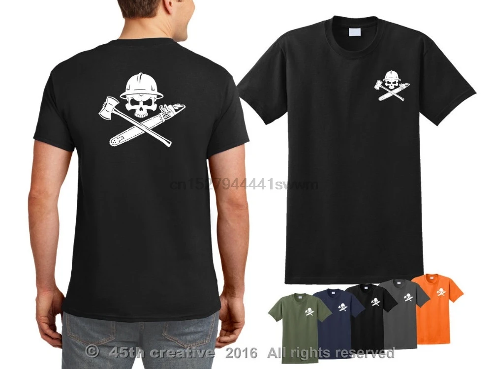 

2019 Fashion Hot Logger T shirt - logging skull crossbone t-shirt tree arborist chainsaw shirt Tee shirt
