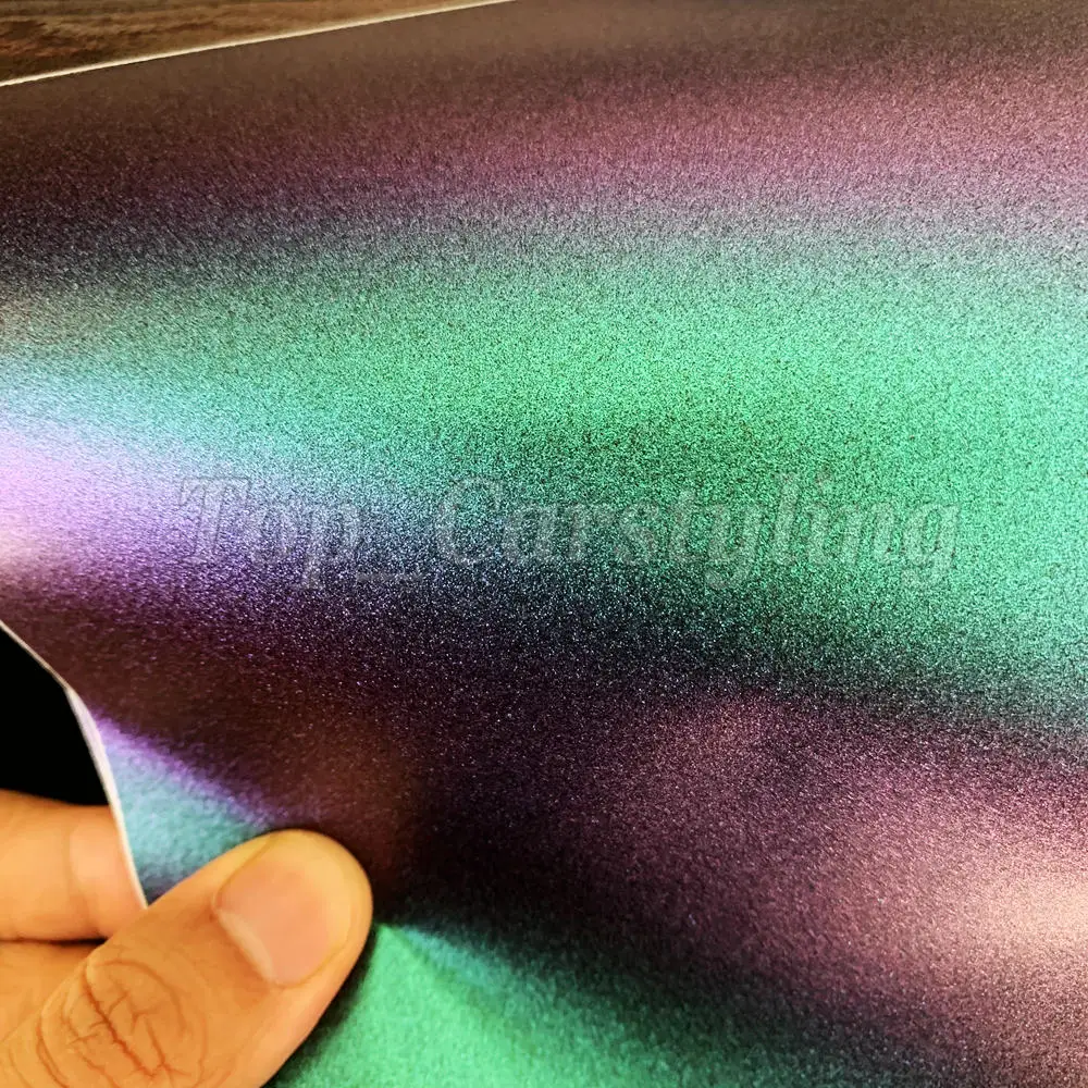 Зеленая фиолетовая матовая виниловая пленка-Хамелеон для автомобиля