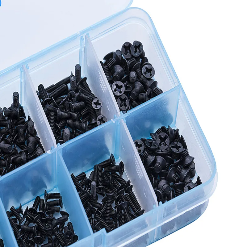 250 шт./500 шт. M2 M2.5 M3 KM винты с плоской головкой крестовые для ноутбука набор