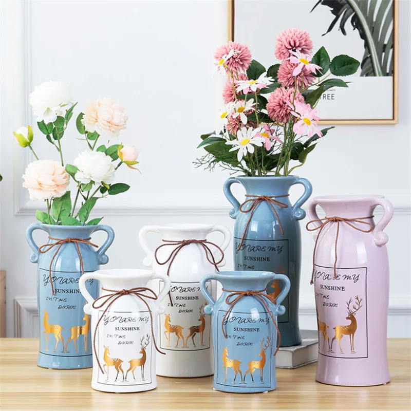 Скандинавская керамическая гидропонная ваза креативная с золотым оленем для