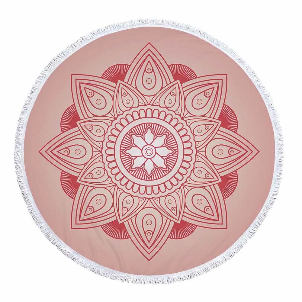 3D Small Fresh Mandala Round Beach Towel Microfiber Bath Towels For Adults Printed Table Cover Outdoor Serviette Blanket | Дом и сад