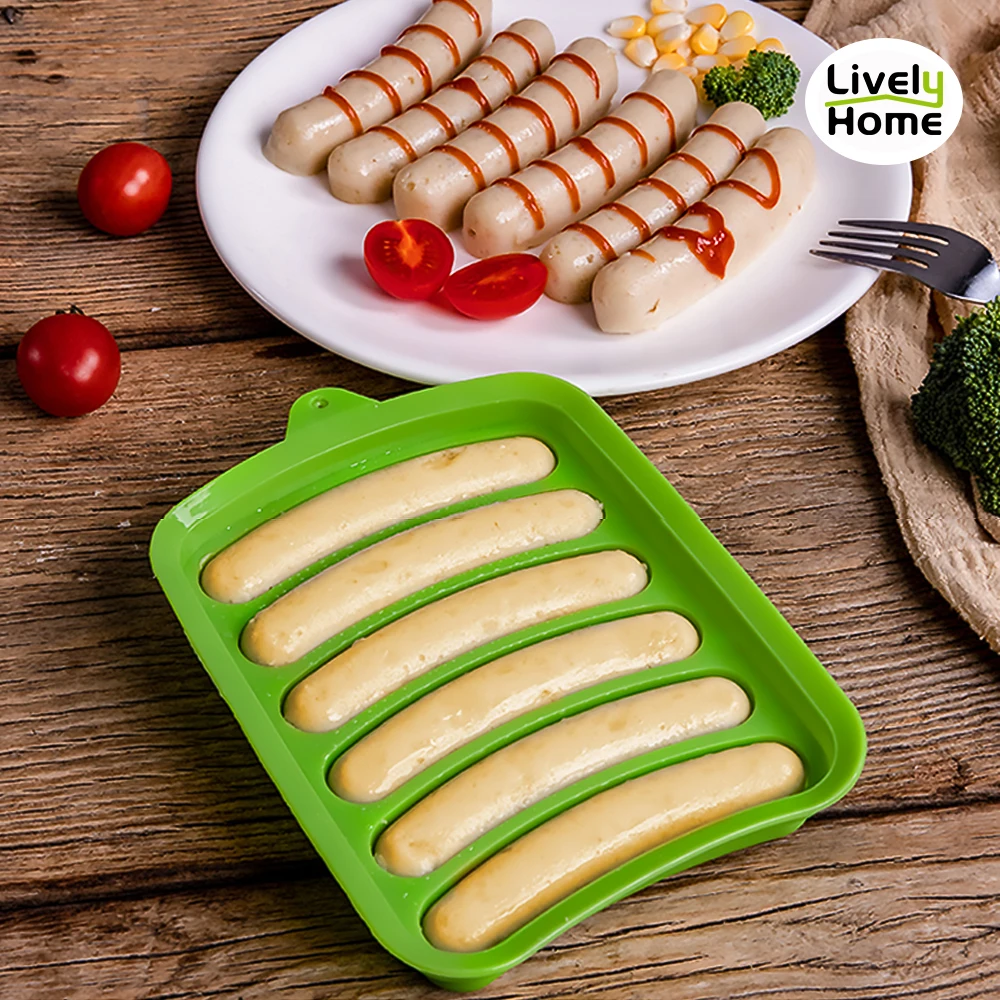 

Hot Dog Sausage Silicone Mold 6 Grids DIY Handmade Kitchen Cake Patty Maker Tools Molds Refrigerated Polony Storage