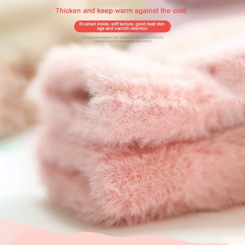 

Women Winter Warm Knitted Mitten Female Half Finger Skiing Gloves Windproof Thicken Mitten for Sport Cycling Hot