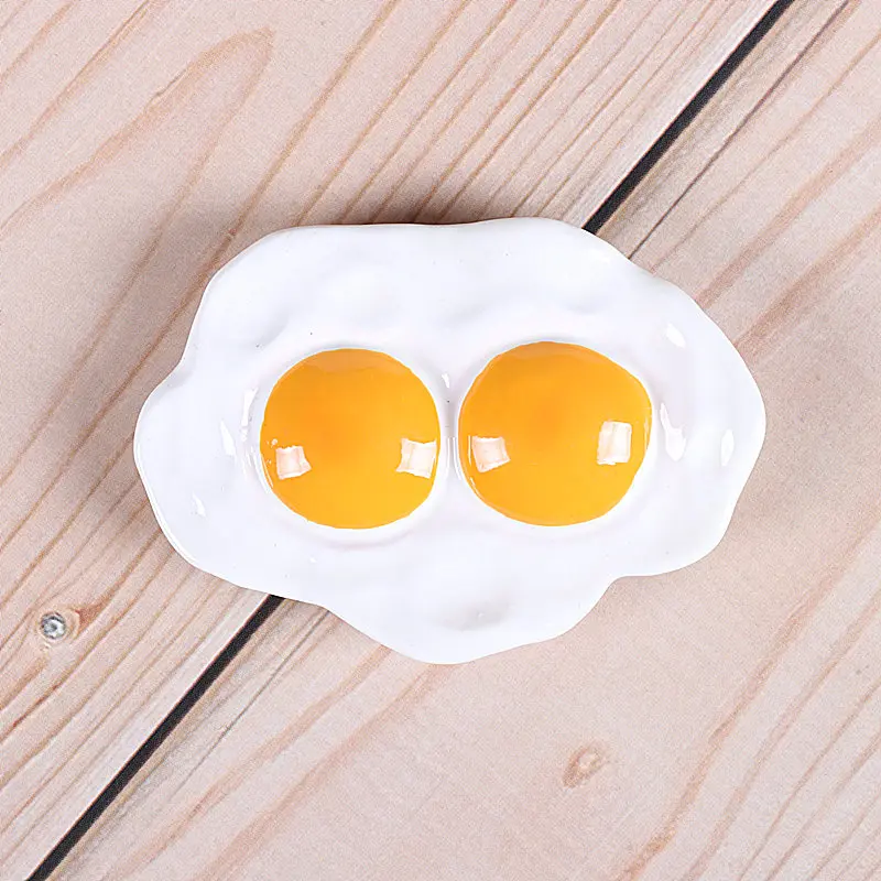 double egg Bionic food refrigerator magnetic paste milk pan egg bread tomato refrigerator paste message stick magnet button home decoration - Color: double egg