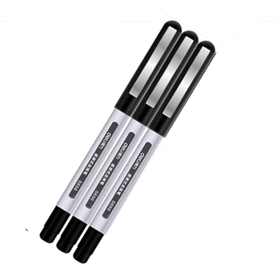3pcs black Deli 3 шт./партия, прямая жидкая шариковая ручка бисер из карбида вольфрама, ручка для студентов, черная ручка 0,5 мм, гелевая ручка S656 - Цвет: 3pcs black