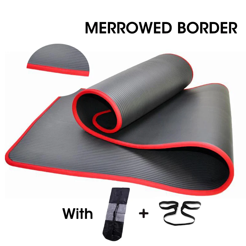 

10MM Extra Thick 183X61cm High Quality NRB Non-slip Yoga Mats For Fitness Tasteless Pilates Gym Exercise Pads with Bandages