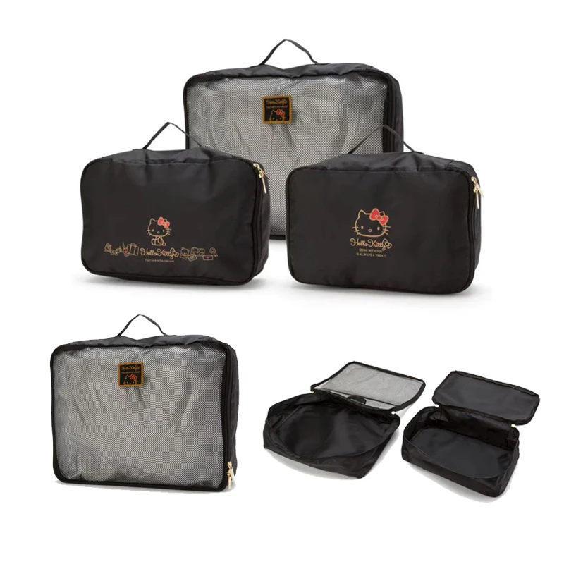 Hello Kitty KT cute cartoon travel clothing sub pack storage bag three piece set | Дом и сад