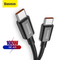 baseus 100w usb c to usb type c cable quick charge 4 0 3 0 qc 3 0 4 0 for macbook pro for ipad samsung xiaomi charge cable