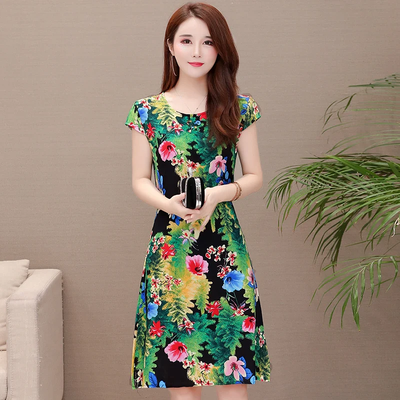 

ISENMAL Plus Size XL-6XL Casual Summer Dress Women Flora Printed Maxi Vestido Feminino Robe Femme Women Vintage Long Dress Over