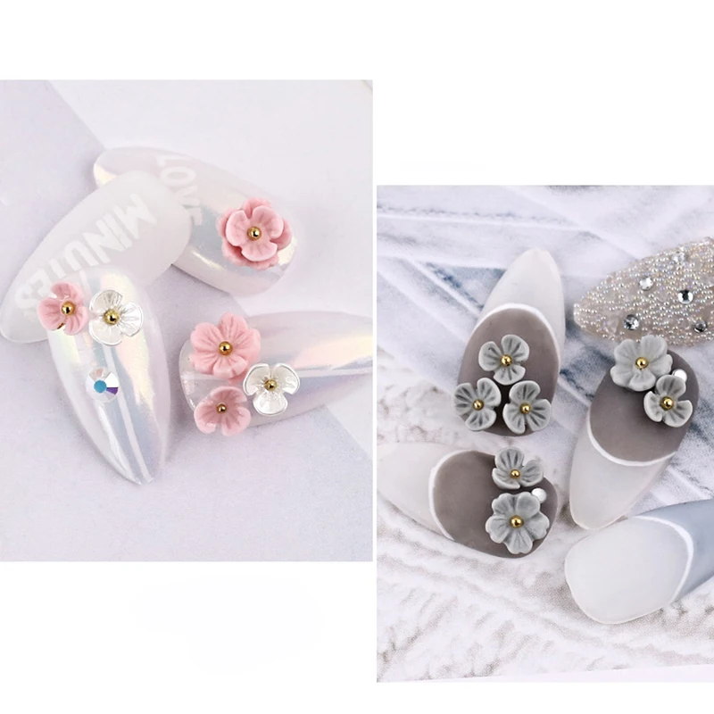 1 коробка жемчужный цветок металл смешанный размер 3D дизайн ногтей украшения