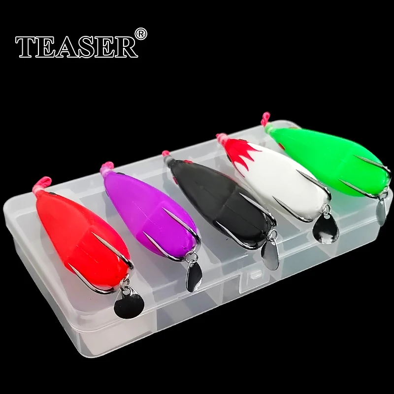 

TEASER 5pcs Frog Lure Set Topwater Wobblers Bait Kit Pike Artificial Soft Fishing Baits Snake Head Gear Lures Fishing Tackle