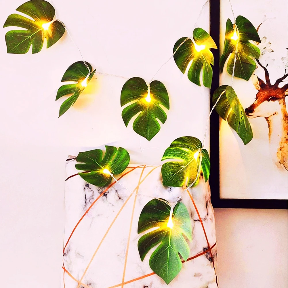 

6m 40 LED Green Leaf Fairy String Light Artificial Plants Vine Garland Lights for New Year Christmas Wedding Party Home Decor
