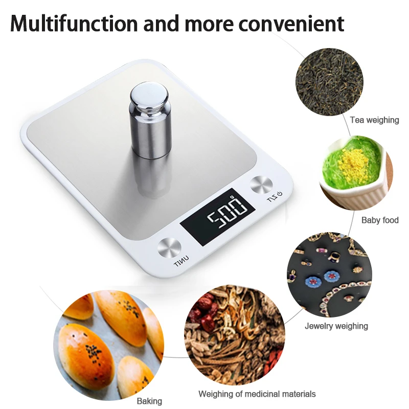 Многофункциональные кухонные весы из нержавеющей стали 5 кг/10 кг 1 г|Кухонные