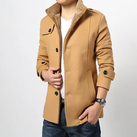 Мужское шерстяное пальто красная зимняя куртка в Корейском стиле модель KJ270 2020 |