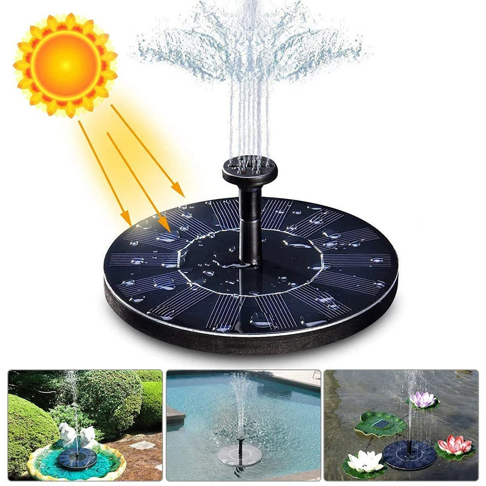 Solar Bird Bath Fountain Pump Bionic Water with 6 Nozzle Accessories 8 Different Types of Style Gardening Supplie | Дом и сад