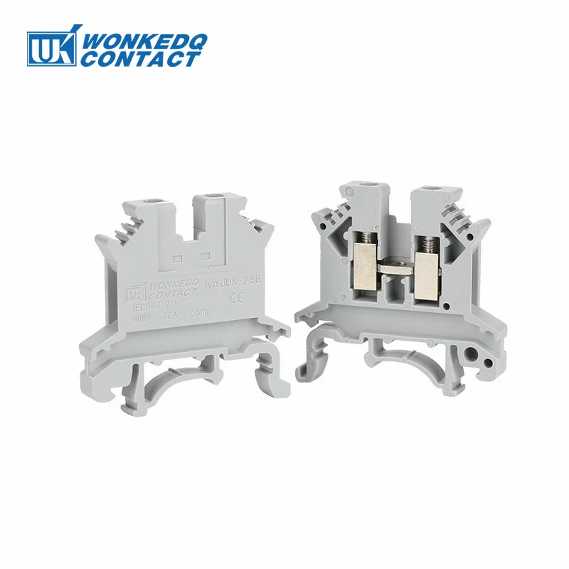 10Pcs UK 2.5 Cable Connector 2.5B Screw Connection Electr Termin 2.5mm² Wire Electrical Connector Din Rail Terminal Block UK2.5B