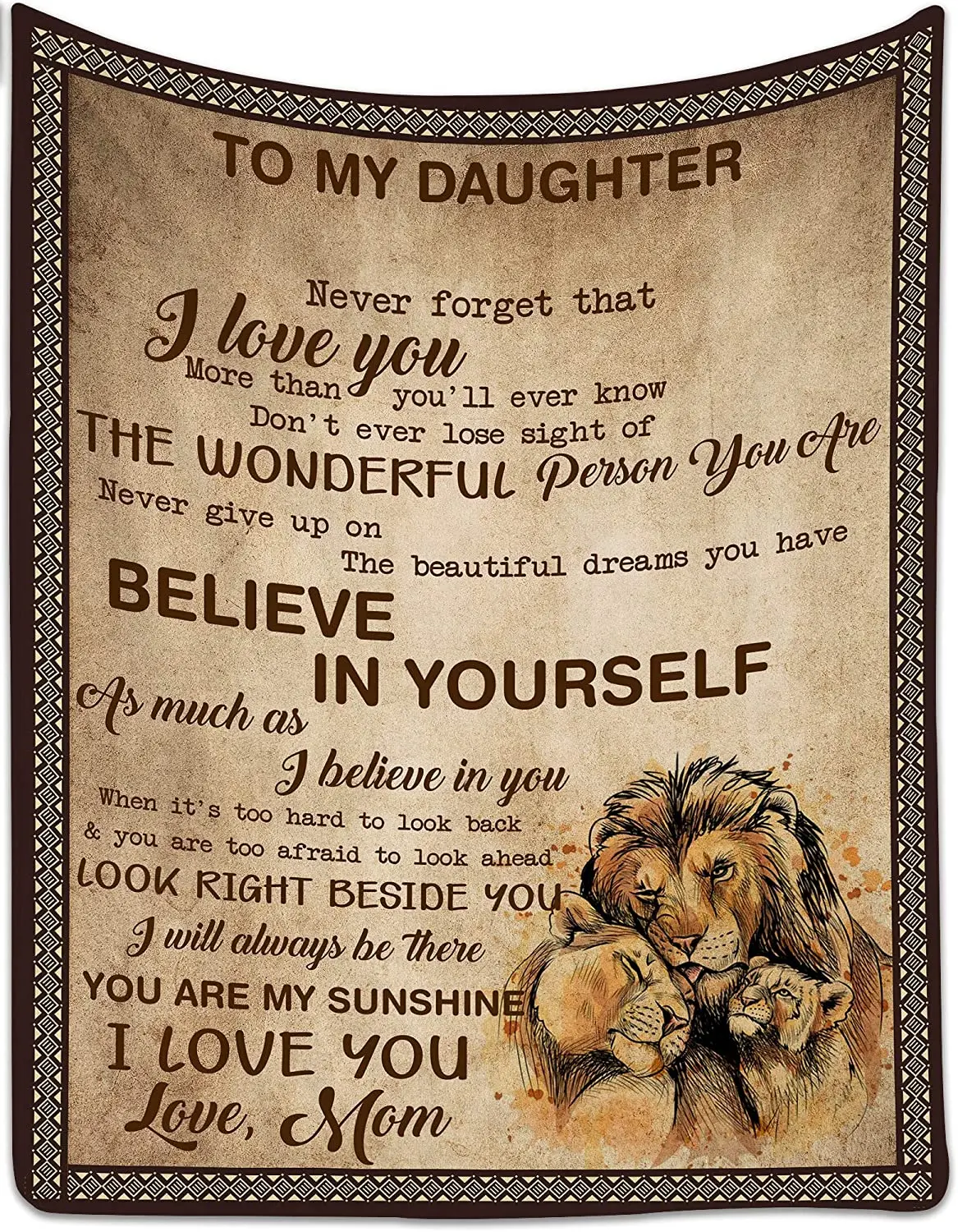 

Personalized Fleece Blanket to My Daughter from Mom - Never Forget That I Love You - Customized Lion Blanket