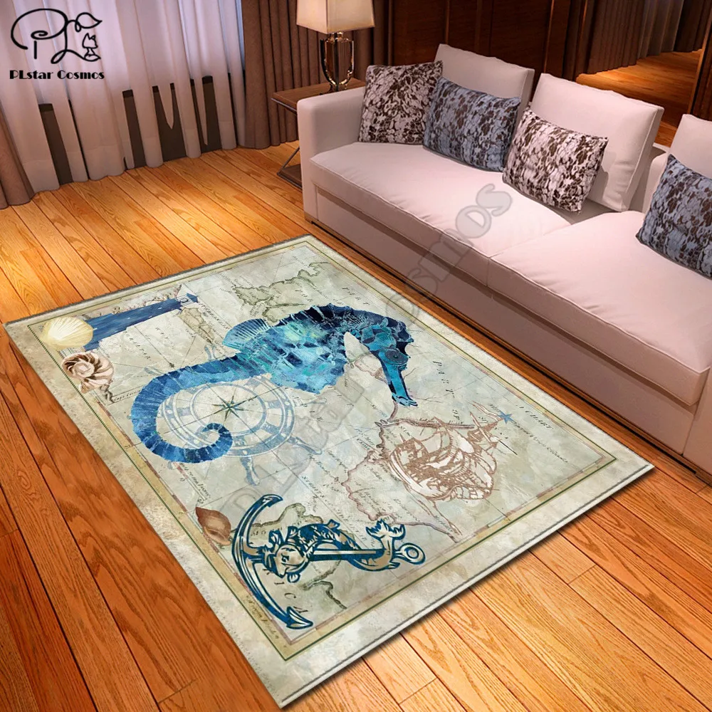 

Marine life pattern funny carpet Square Anti-Skid Area Floor Mat 3D Rug Non-slip Mat Dining Room Living Room Soft Bedroom Carpet