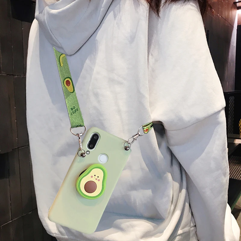 3D авокадо держатель для телефона чехол мобильного huawei y9 y7 y6 y5 prime 2018 2019 Y8P Y7P Y6P Y5P P40