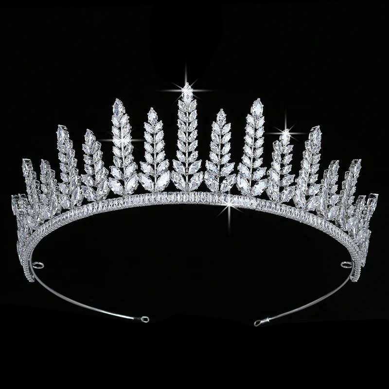 Crown HADIYANA Romance Leaf Shaped Wedding Bride Hair Accessories Cubic Zirconia Princess Luxury Hair Jewelry BC5689 Couronne