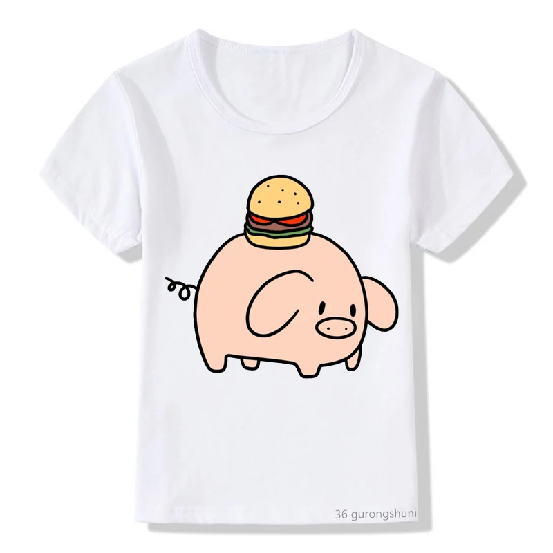 Camiseta Kawaii para ni&ntilde;os y ni&ntilde;as, ropa con estampado de cerdo de fogatas, regalo de cumplea&ntilde;os, de verano-3