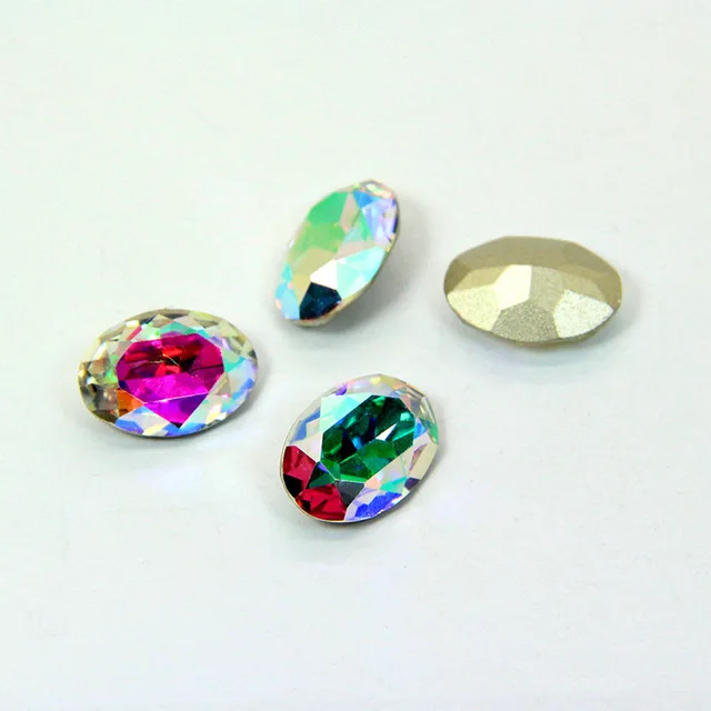 Высококачественный овальный фантазийный камень из цветного К9-кристалла 10x14 мм 13x18 мм 4127# с возвратной точкой для ювелирных изделий, можно смешивать.