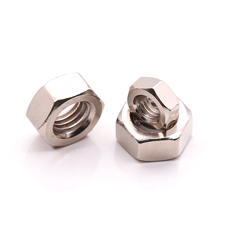 50 шт. никелированные шестигранные гайки HOONGKAI M2 M2.5 M3 M4 M5 M6 для винтов болтов |
