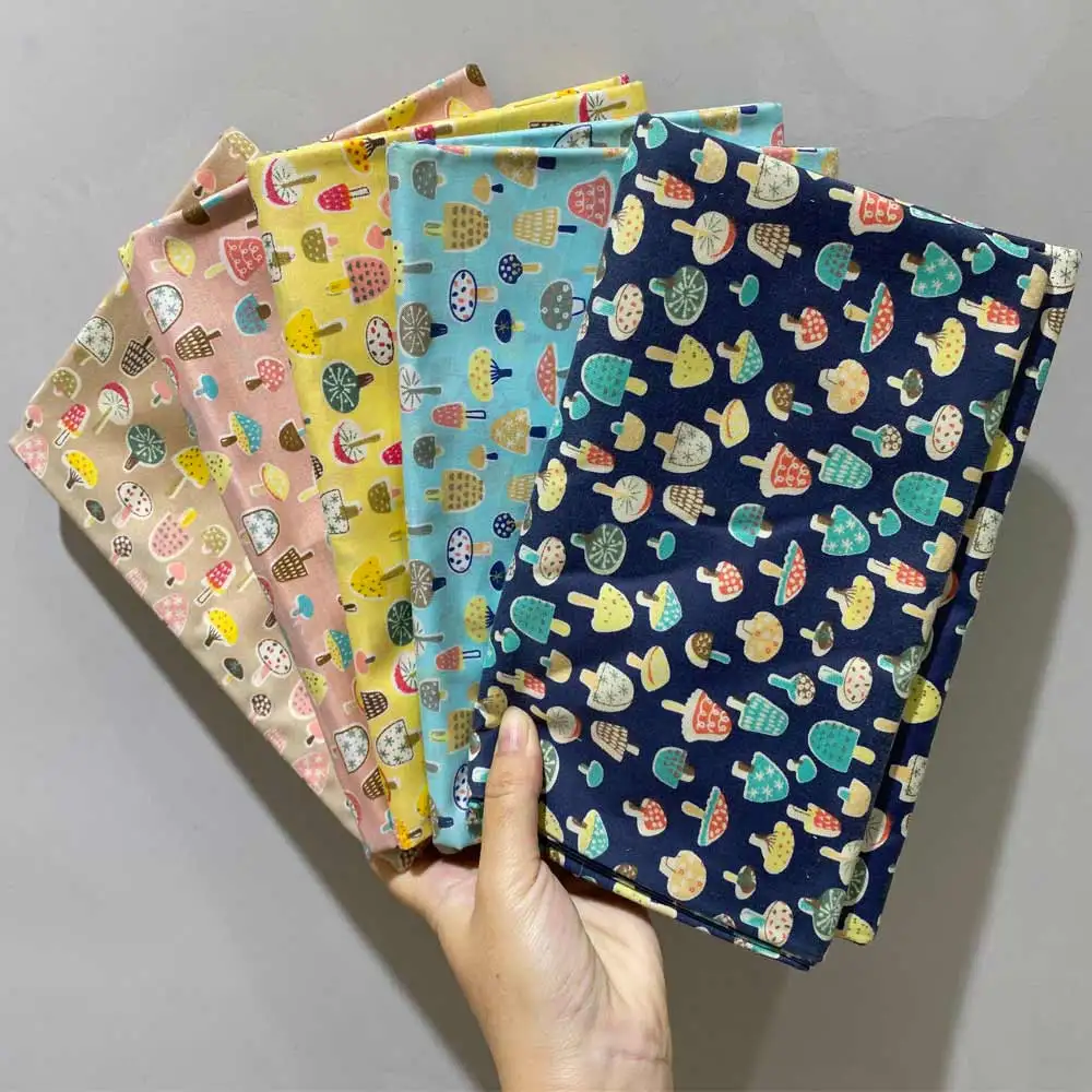 

100% Cotton Printed Fabric By The Yard Mushroom Pattern Cloth Sewing Supplies Material Clothes Dress Making Diy Crafts 45*145cm