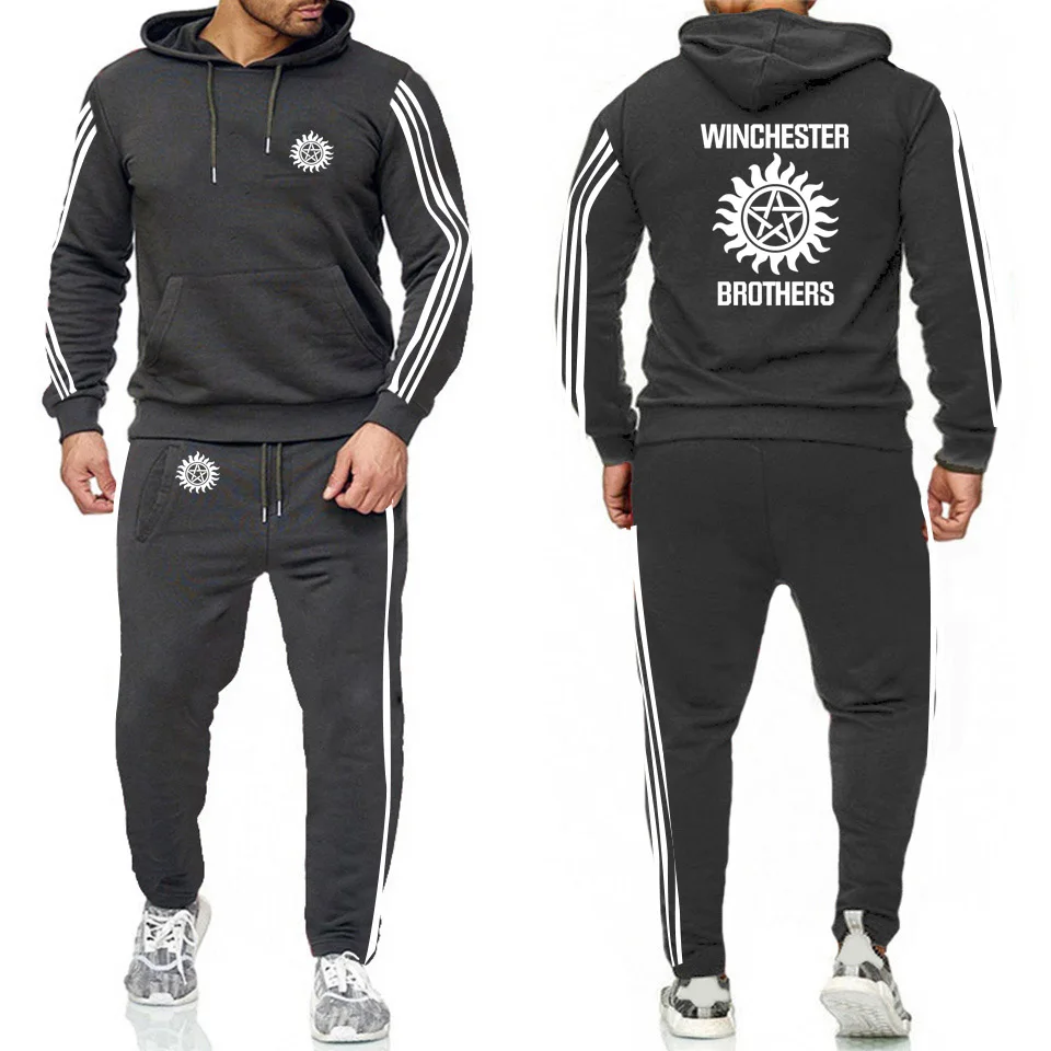 

Unisex Supernatural Hoodie Men Winchester Bros Printed Mens Hoodies Sweatshirt Casual fashion Men Hoodies Pants Suit 2Pcs
