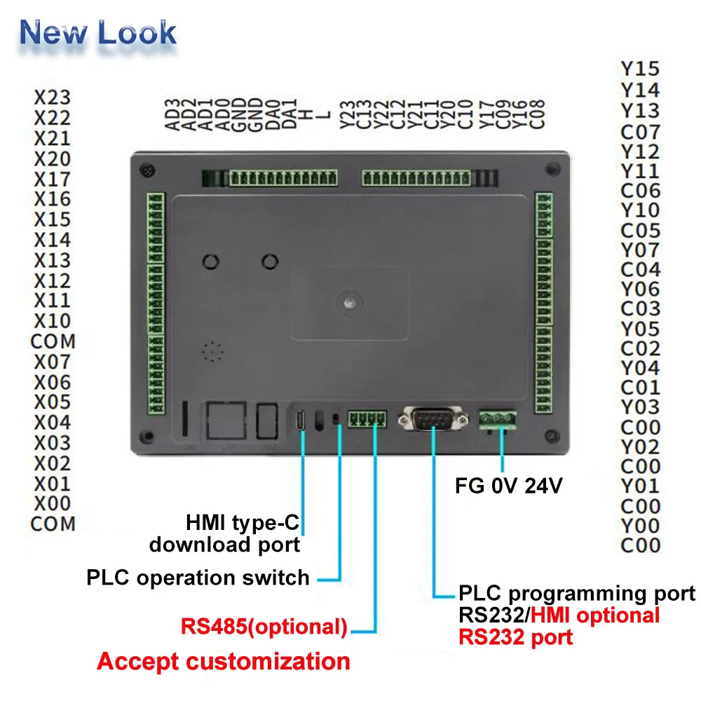 Аналоговый все в одном Интегрированный контроллер HMI + PLC 0 10 K термопары 7 дюймов