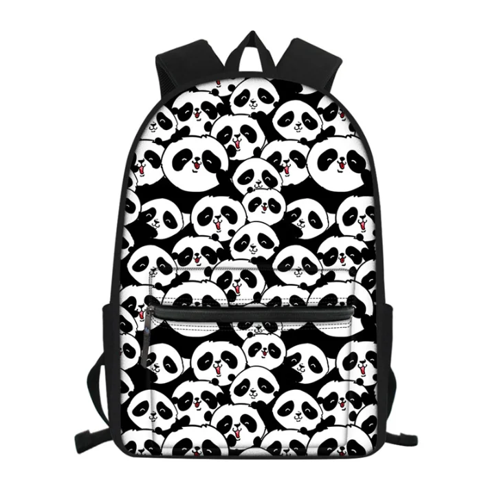 Школьный ранец для мальчиков и девочек, рюкзак с милыми мультяшными пандами для детей и подростков, дорожный портфель с карманами, 2021