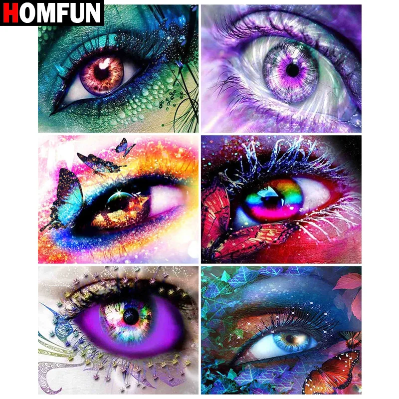

Картина Стразы HOMFUN, алмазная 3D вышивка крестиком «Цветная Бабочка глаз», декор «сделай сам»