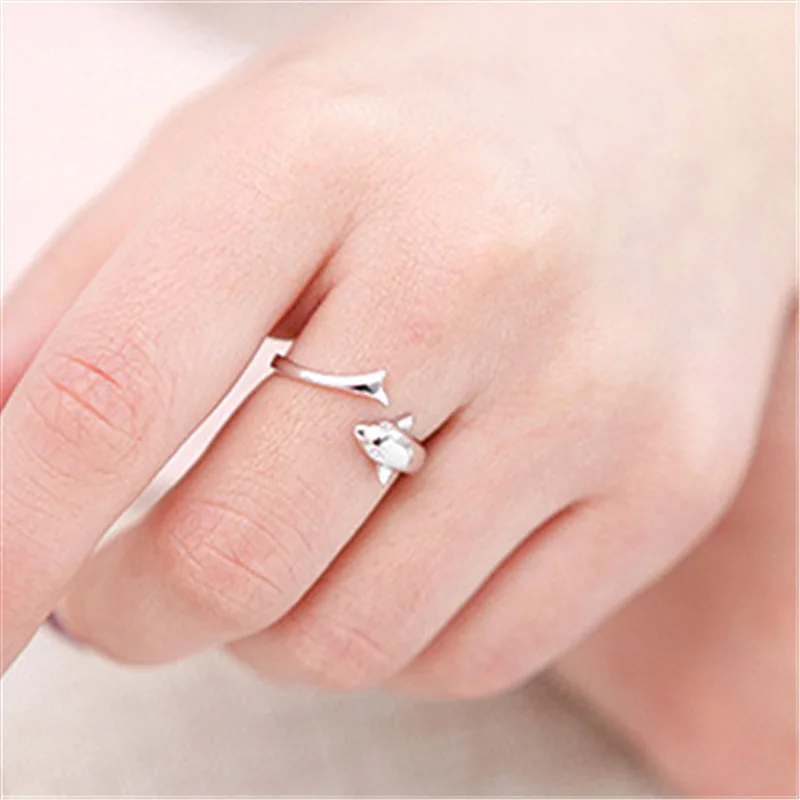 Посеребренные винтажные парные кольца Megin D в стиле бохо с дельфином для