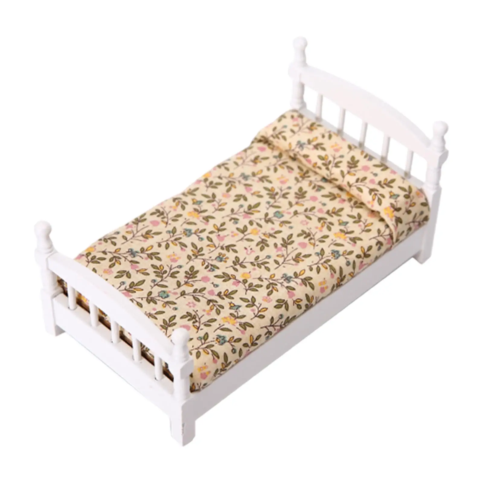 

1:12 Miniature Bed Life Scene Grils Gifts Bedroom Home Model Educational Toys Supplies Wooden Doll House Furniture Oranments