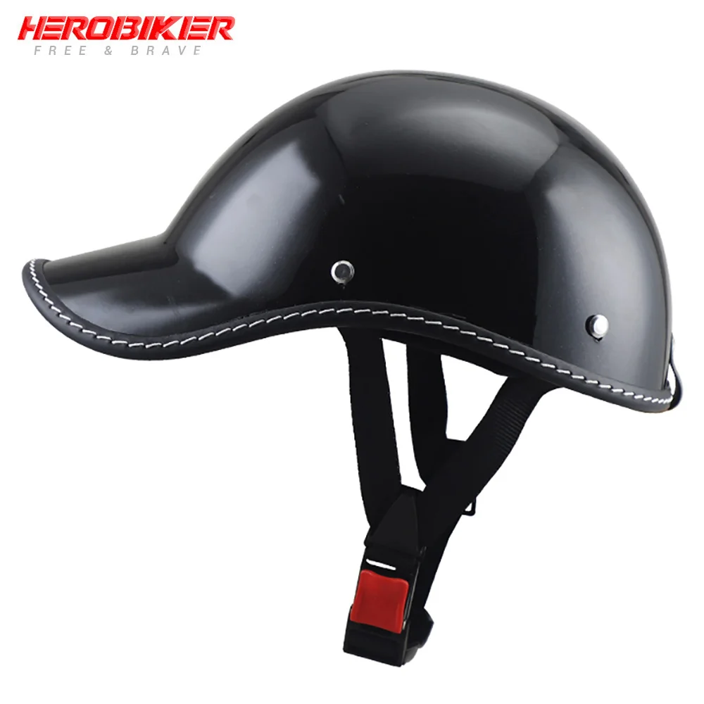 02 Bright-black HEROBIKER мотоциклетный шлем на половину лица, мотоциклетный шлем, мотоциклетный шлем для гонок по бездорожью, шлем Casco Moto Capacete Casque - Цвет: 02 Bright-black