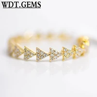 10k yellow gold diamond triangle ring womens statement pave band natural diamond ring