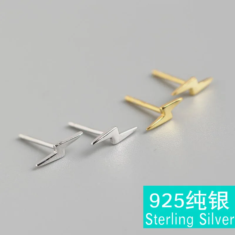 

Trendy S925 Sterling Silver Lightning Stud Earrings Women Party Delicate Simple Accessory Girl Fashion Punk Earrings
