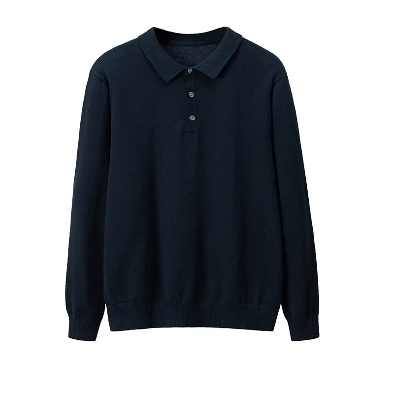 Мужской трикотажный свитер-поло модный Повседневный пуловер цвета хаки с