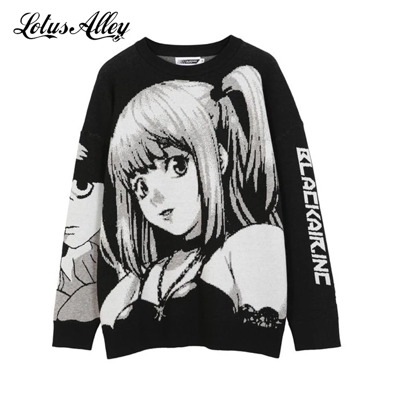 

Женский вязаный свитер в стиле Харадзюку, Свитер оверсайз в японском стиле, одежда в готическом стиле, свитер в стиле оверсайз на осень и зим...